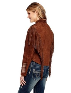 <b>Womens</b> Vintage <b>Brown</b> Suede Leather Fringe <b>Jacket</b> with Braided Details Western Style - Product Image 2