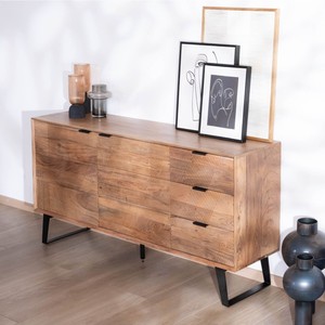 Meuble de rangement bas Vandana Crystal Style 160 cm avec tiroirs, design contemporain Uky au style rétro - Product Image 3