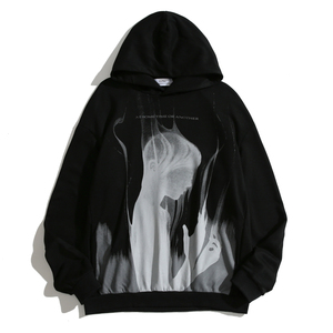 Sweat-shirt à capuche noir pour homme, logo personnalisé, taille américaine, sweat-shirt graphique à épaules tombantes, streetwear, sweat-shirt de créateur - Product Image 1