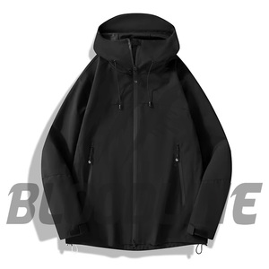 Chaqueta Cortavientos Blanca de Manga Larga para Hombre con Estampado de Rayos Grises para Todas las Temporadas - Product Image 1