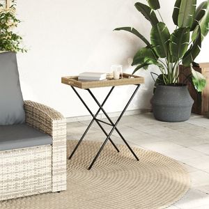 Tavolino Pieghevole in Polyrattan Beige Modello D0100H5LJ2X 25.6x15.7x29.5 Pollici Arredamento da Esterno - Product Image 3
