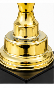 Cricket <b>Trophy</b> Golden Metal Award With Green Ribbon For Sports Achievement Display - Product Image 3