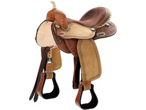 Silla de montar western de cuero premium hecha a mano con estructura de madera resistente para carreras de barriles, cuerda y equitación de placer. - Product Image 2