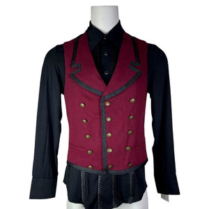 <b>GOTHIC</b> MEN'S WHOLESALE BURGUNDY RETRO VICTORIAN PIRAT STEAMPUNK VEST VAMPIRE STYLE OEM ODM - Product Image 1