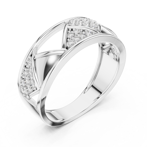 Bague en diamant rond cultivé en laboratoire THE ROYAL TRIAD, sertie en or blanc 18 carats, pour mariage, fiançailles, cadeau, usage quotidien au bureau, pour homme - Product Image 1