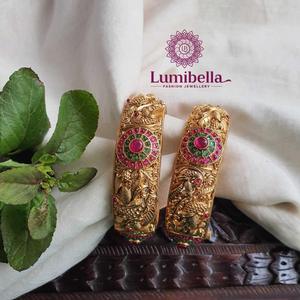 24K Gold Plated <b>Copper</b> Kada <b>Bangles</b>-Trendy Classic Fashion Bracelets for Engagement - Product Image 1
