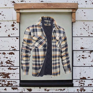 Veste matelassée vintage en flanelle pour homme, chemise longue à carreaux avec toile pour l'automne, traitement teinté - Product Image 2