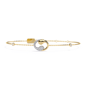 Bracelet pour femme en or massif 9K, 10K, 14K, 18K avec diamants de laboratoire VVS DEF CVD, motif vague tourbillonnante, pavé, médaillon bypass et station sertie - Product Image 6