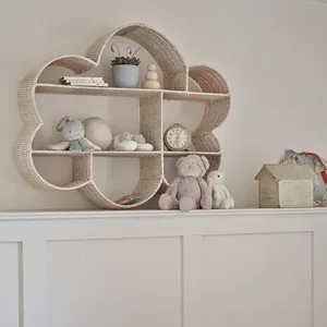 Cloud Shaped Rattan <b>wall</b>-<b>mounted</b> <b>shelf</b> for kids Woven Floating Storage Rack Boho Nursery <b>Wall</b> Decor Storage Display <b>Shelf</b> Pack - Product Image 3