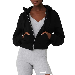 Nouveauté 2026 : Sweat à capuche court décontracté pour femme, respirant, avec logo frontal, en Spandex/Coton Canvas – Meilleure vente en ligne pour l'hiver - Product Image 3