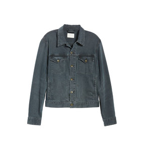 Veste en jean noire OEM/ODM imprimée délavée à l'acide, simple boutonnage, manches longues, pour homme, idéale pour la saison automne - Product Image 4