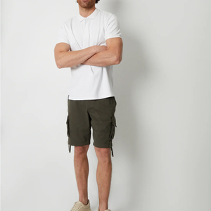 Shorts cargo vert olive pour homme, taille mi-haute, cordon de serrage, décontractés, style bermuda, avec poches latérales, tissu en coton respirant - Product Image 4