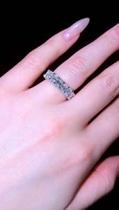 Customize Moissanite 9k 14K 18k Solid Gold <b>Ring</b> Platinum Half and Eternity Band <b>Rings</b> for Women Gift - Product Image 5