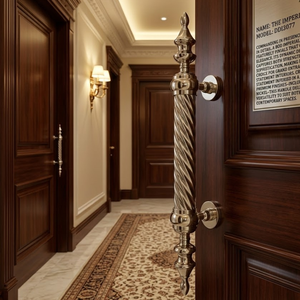Poignée de porte en laiton en spirale impériale |   Poignée d'entrée moderne de luxe |   Matériel architectural durable pour les portes principales des hôtels - Product Image 4