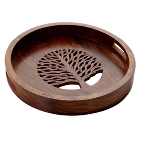 Bandeja de Servir Minimalista Hecha a Mano de Madera Natural Pulida, Libre de BPA, Ecológica, Bandeja Decorativa de Madera para Alimentos, para Cocina y Comedor - Product Image 1