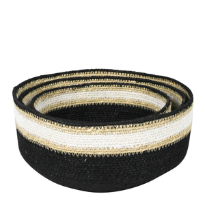 Juego de Cestas de Almacenamiento de Ratán Natural, Estilo Nórdico, Rayas Blancas y Negras, Ecológicas, Multiusos - Product Image 4