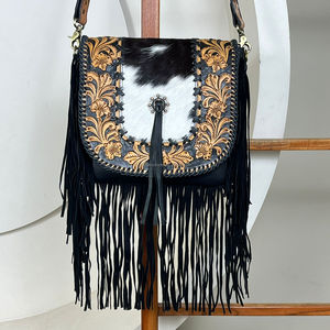 Bolso bandolera de piel de vaca auténtica de diseñador de lujo 2025, bolso de hombro de piel de vaca auténtica para mujer, suministro de fábrica al por mayor - Product Image 4