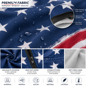 Chaqueta de Invierno Personalizada con la Bandera de EE. UU., Impermeable, Cortavientos, Forrada de Forro Polar, con Capucha, Abrigo Largo para Natación, Surf y Deportes al Aire Libre - Product Image 5