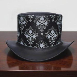 Chapeau haut de forme en cuir véritable fait main de qualité supérieure, personnalisé, style gothique steampunk, costume d'Halloween - Product Image 3