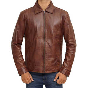 Chaqueta de cuero de color sólido de alta calidad para hombre, chaqueta de cuero informal de alta demanda para hombre - Product Image 3
