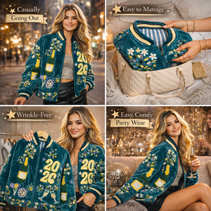 Chaqueta de terciopelo bordada a mano de primera calidad |   Chaqueta Bomber Unisex Celebración 2026 - Product Image 5