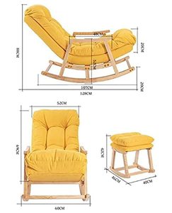 Comfortable Well <b>Cushioned</b> Rocking Chair with Footrest | Mid-Century Rocking Chair for All with Soft, Durable <b>Cushioned</b> - Product Image 2