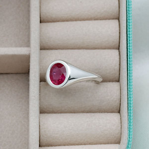 925 Sterling Silver Natural <b>Ruby</b> Round Cut <b>Ring</b> for <b>Men</b> Women Bezel set <b>Ring</b> Natural Red Gemstone Handmade Luxury Jewelry - Product Image 2