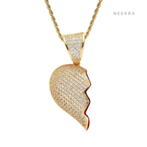 Pendentif Goutte de Larme – Moissanite Givrée en Argent 925 – Pendentif « Pain to Power » – Cœur Brisé Moissanite Brillante « Split Love » - Product Image 3