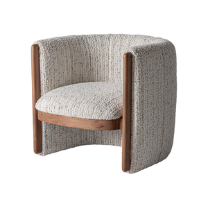 Fauteuil d'appoint scandinave de luxe en teck massif, fauteuil lounge de qualité supérieure avec dossier incurvé, confortable, pour la maison et l'hôtellerie - Product Image 1