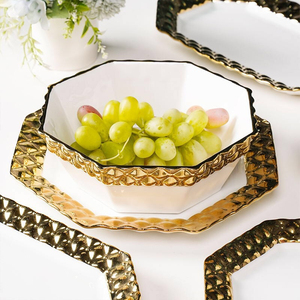 Luxury <b>White</b> And Gold Dinner <b>Set</b> With Premium Ceramic Material Elegant Serving <b>Plates</b> Decorative Soup Bowls - Product Image 4