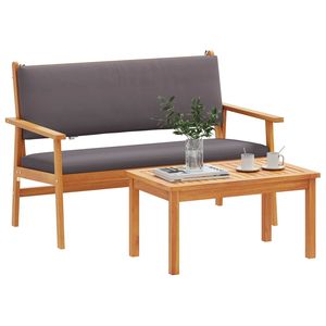 Conjunto de sofás de jardín de madera maciza de acacia antracita con cojín, muebles de exterior de 2 piezas - Product Image 3