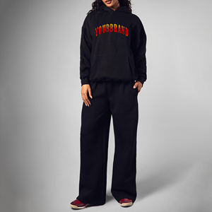 Conjunto Deportivo de Felpa de 2 Piezas para Mujer, Corte Holgado, con Capucha, Diseño Casual con Estampado de Letras y Bolsillos, para Todas las Temporadas - Product Image 4