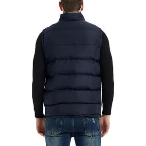 Chaleco Acolchado Azul Marino para Hombre, Cuello Alto, Cierre de Cremallera, Cortavientos, Ropa de Invierno Informal con Bolsillos - Product Image 2