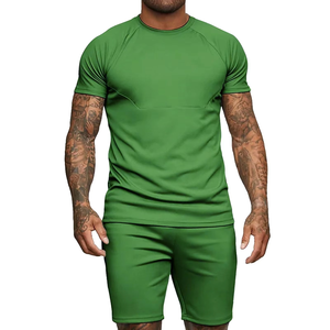 Two Pieces Vintage Eco-Friendly Summer Fitness Casual Shorts <b>Set</b> for Men with Custom T-Shirts - Product Image 1