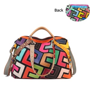 Ando <b>Bag</b> Leather Tote <b>Bag</b> for Women Geometric Patchwork Handbag with <b>Shoulder</b> <b>Strap</b> and Zipper Closure - Product Image 3