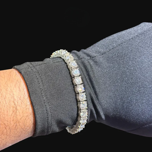 Round Cut Tennis Bracelet 925 Sterling Silver VVS Moissanite Diamond Hip Hop Luxury Unisex Wedding Jewelry Gift for <b>Men</b> - Product Image 1