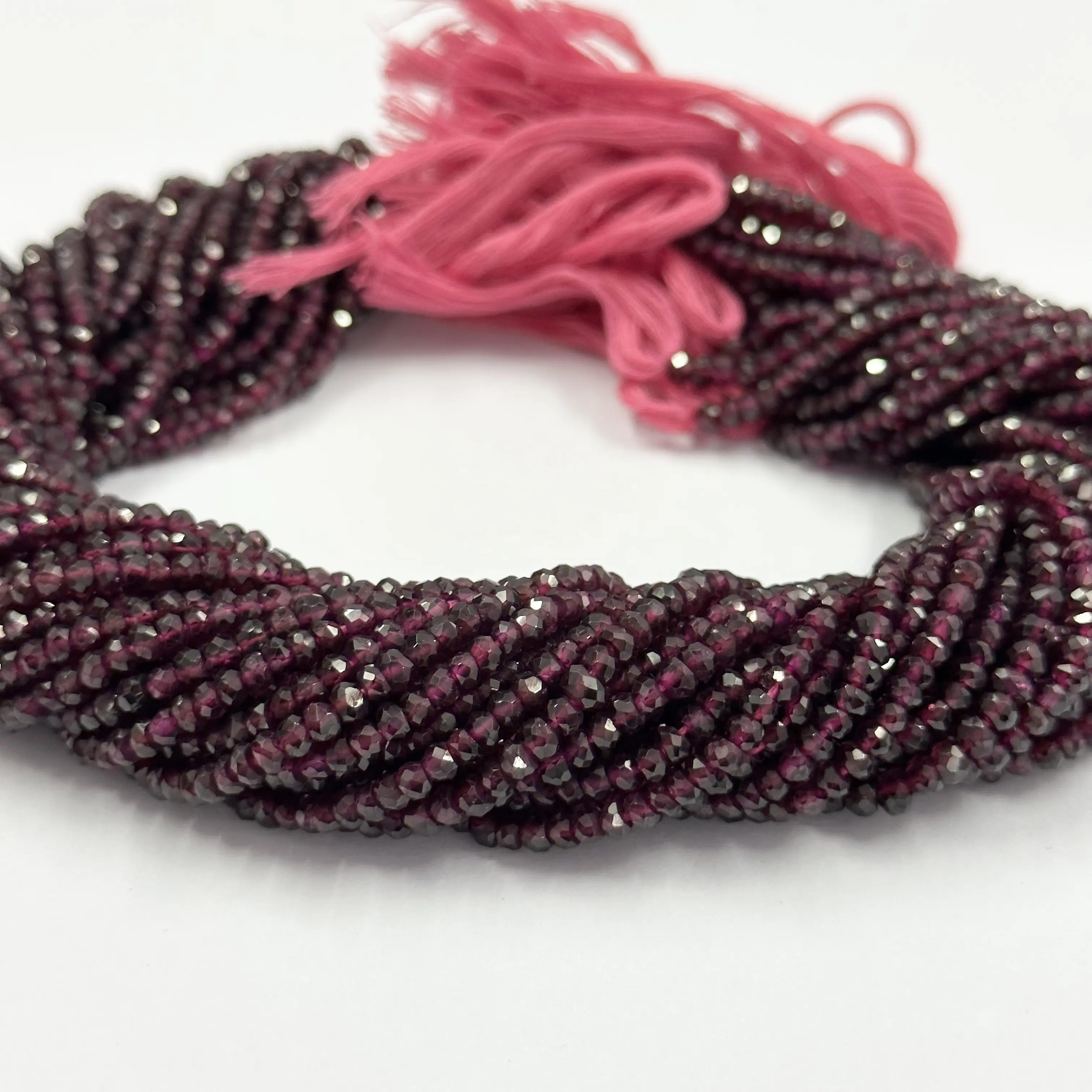 Grosir manik-manik longgar alami 4mm manik-manik segi ungu Beads abadi manik-manik batu permata Garnet Rondelle dengan biaya pabrik termurah