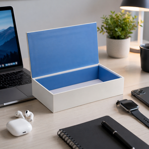 กล่องบรรจุภัณฑ์อิเล็กทรอนิกส์แบบแข็งทำจากกระดาษลูกฟูก รีไซเคิลได้  ปั๊มนูน UV  ผิวด้าน |   อุปกรณ์อิเล็กทรอนิกส์สำหรับผู้บริโภคที่เป็นมิตรกับสิ่งแวดล้อมและยั่งยืน - Product Image 3