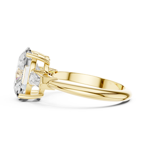 Anillo de Compromiso de Lujo en Oro de 14K con Diamante Cultivado en Laboratorio Certificado por IGI de 3CT E VS1 Corte Ovalado y Corte Baguette Lateral para Aniversario o Boda - Product Image 4