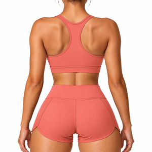 OEM Custom Women Yoga Short And Bra Gym Fitness Sleeve Yoga Suit for Woman Gym Wear Workout <b>Zipper</b> <b>Jacket</b> - Product Image 2