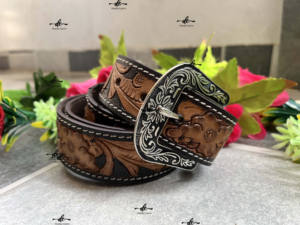 New Design Western Style Hand Tooled Carving <b>Belts</b> Stylish Leather <b>Belts</b> for Unisex - Product Image 4