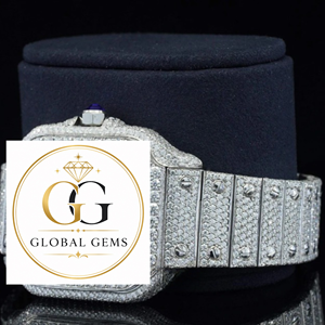 Reloj de Diamantes Moderno de Primera Calidad, Totalmente Cubierto de Diamantes, con Esfera Dorada, para Uso Corporativo y Nocturno, Disponible a Precio de Fábrica - Product Image 3
