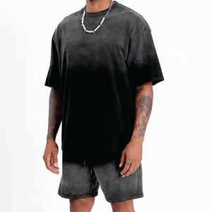 Conjunto de Dos Piezas de Verano para Hombre, Ropa Casual, Camiseta de Manga Corta y Pantalones Cortos, Combo de 100% Algodón y Poliéster, Conjunto de 2 Piezas - Product Image 1