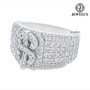 แหวนค็อกเทลผู้ชายคุณภาพพรีเมียม Jewelux เงินแท้ 925 ชุบโรเดียม ประดับเพชรทรงดอลลาร์ สไตล์ฮิปฮอป - Product Image 2