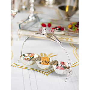 Ensemble de 3 bols de service en métal à motif feuille pour la maison, les hôtels, les fêtes, les fruits secs, les dattes, les noix, centre de table, en promotion - Product Image 6