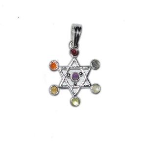 Juego de colgantes de cristal de 9 Chakras Reiki, estilo clásico, piedra semipreciosa, regalo de arte artesanal con ajuste de garra, ágata como piedra principal - Product Image 3