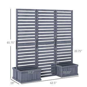 Schermo per la privacy da esterno con 4 fioriere e fori di drenaggio, letto rialzato a 3 pannelli - Product Image 3