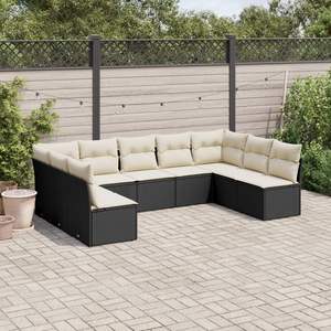 Set Divano da Giardino in Rattan PE Nero con Piedini Regolabili Grandi - Product Image 1