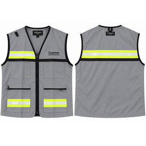 Chaleco de Trabajo Reflectante de Alta Visibilidad para Hombre con Logotipo Personalizado, Múltiples Bolsillos y Franjas de Seguridad - Product Image 2