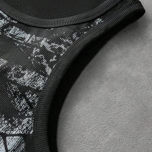 Camiseta sin mangas personalizada para hombre con estampado de esqueleto acanalado, cuello redondo, chaleco de algodón, OEM ODM, ropa de moda al por mayor - Product Image 4